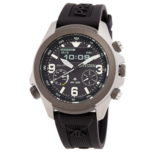ساعة سيتيزن، بروماستر لاند كرونوغراف تناظرية رقمية للرجال بمينا أسود