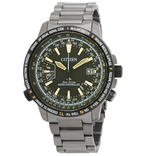 Citizen, Promaster Perpetual World Time GMT Eco-Drive Green Dial Men's Watch