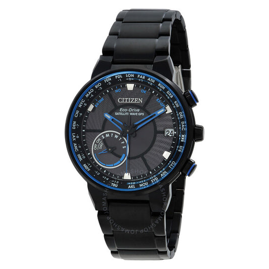 ساعة سيتيزن ساتالايت ويف بيربتشوال وورلد تايم للرجال بمينا أسود