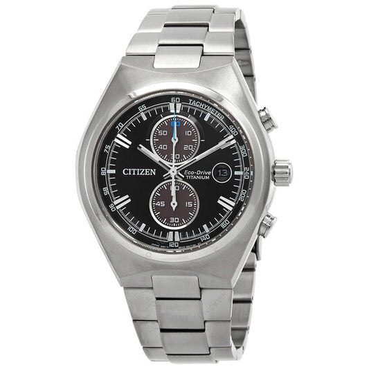 Citizen, Super Titanium Chronograph Eco-Drive Black Dial Men's Watch