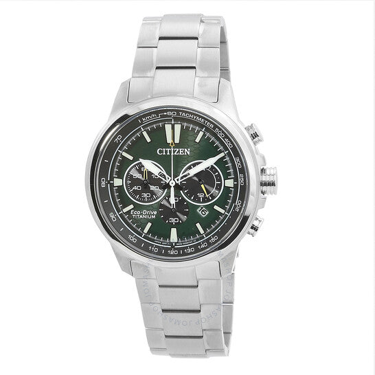Citizen, Super Titanium Chronograph Eco-Drive Green Dial Men's Watch