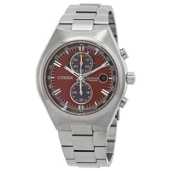 Citizen, Super Titanium Chronograph Eco-Drive Red Dial Men's Watch