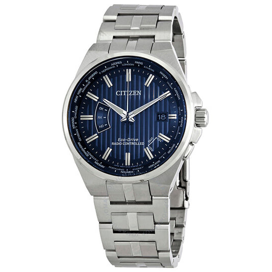 ساعة Citizen World Perpetual AT World Time للرجال بمينا أزرق