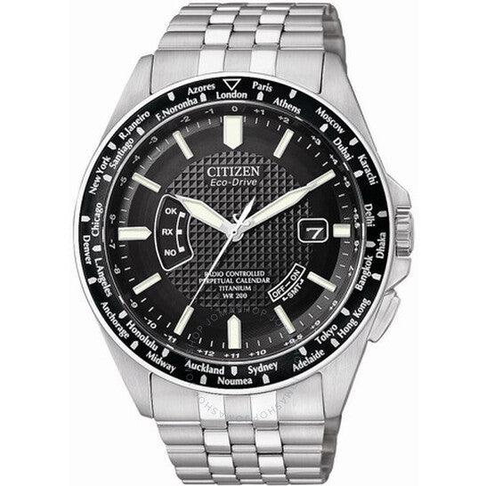 Citizen, World Perpetual Black Dial Titanium Men's Watch