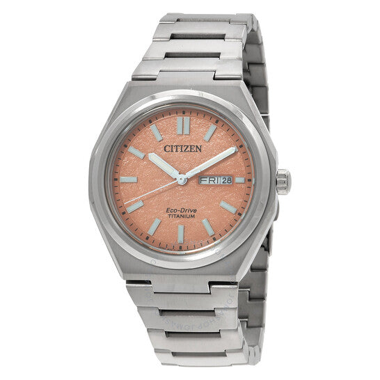 ساعة سيتيزن زينشين للرجال بثلاثة عقارب ومينا برتقالية