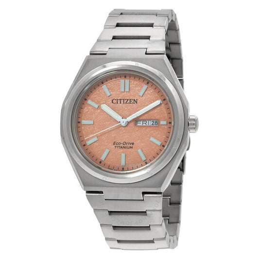 ساعة سيتيزن زينشين للرجال بثلاثة عقارب ومينا برتقالية