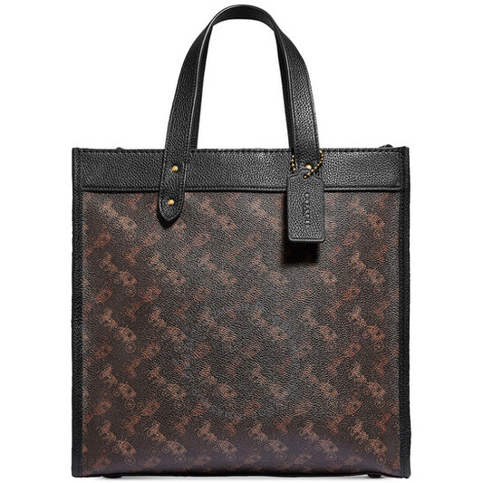 حقيبة كوتش نسائية باللون الأسود النحاسي/الكمأة مع طبعة حصان وعربة