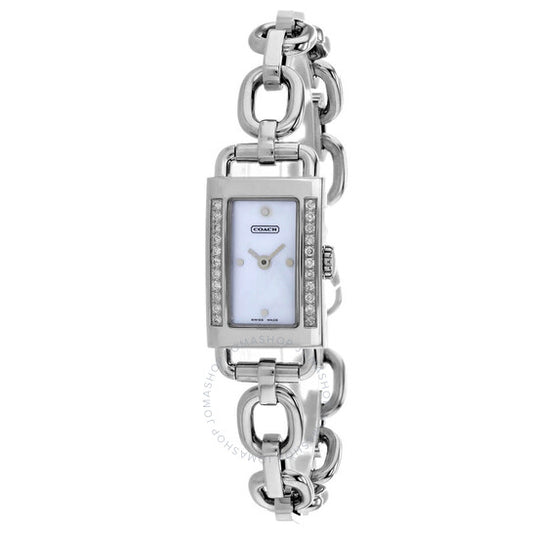 ساعة كوتش للسيدات، كوارتز فضي من عرق اللؤلؤ، ميناء من عرق اللؤلؤ