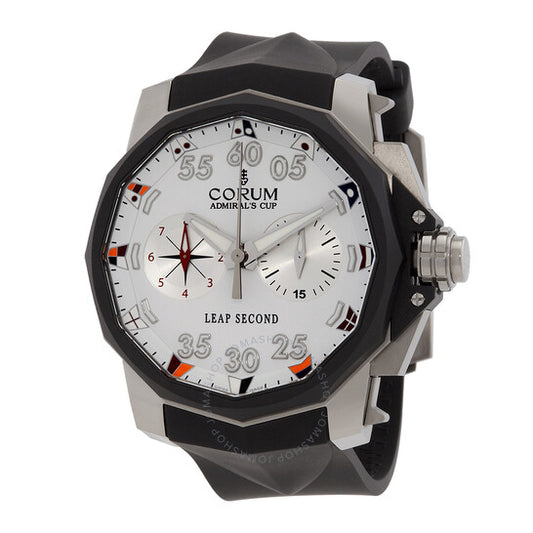 Corum, Admiral's Cup Leap Second Foudroyante Chronograph White Dial Titanium Men's Watch 895931060371AA92