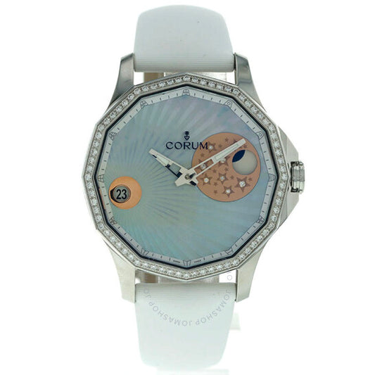 ساعة كوروم أدميرالز كب ليجند ميستري مون أوتوماتيكية بمينا زرقاء مرصعة بالألماس للسيدات