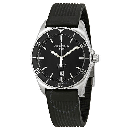 Certina, DS First Ceramic Black Rubber Men's Quartz Watch