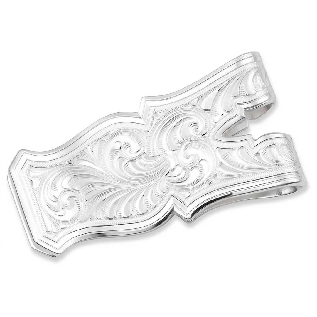 open range money clip with longhorn in silver and gold