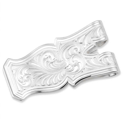 open range money clip with longhorn in silver and gold
