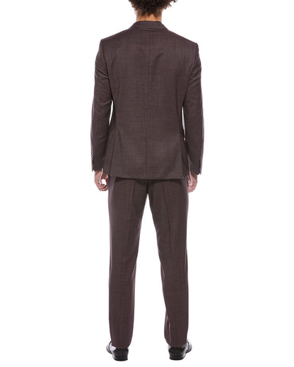 2pc wool-blend suit with flat front pant