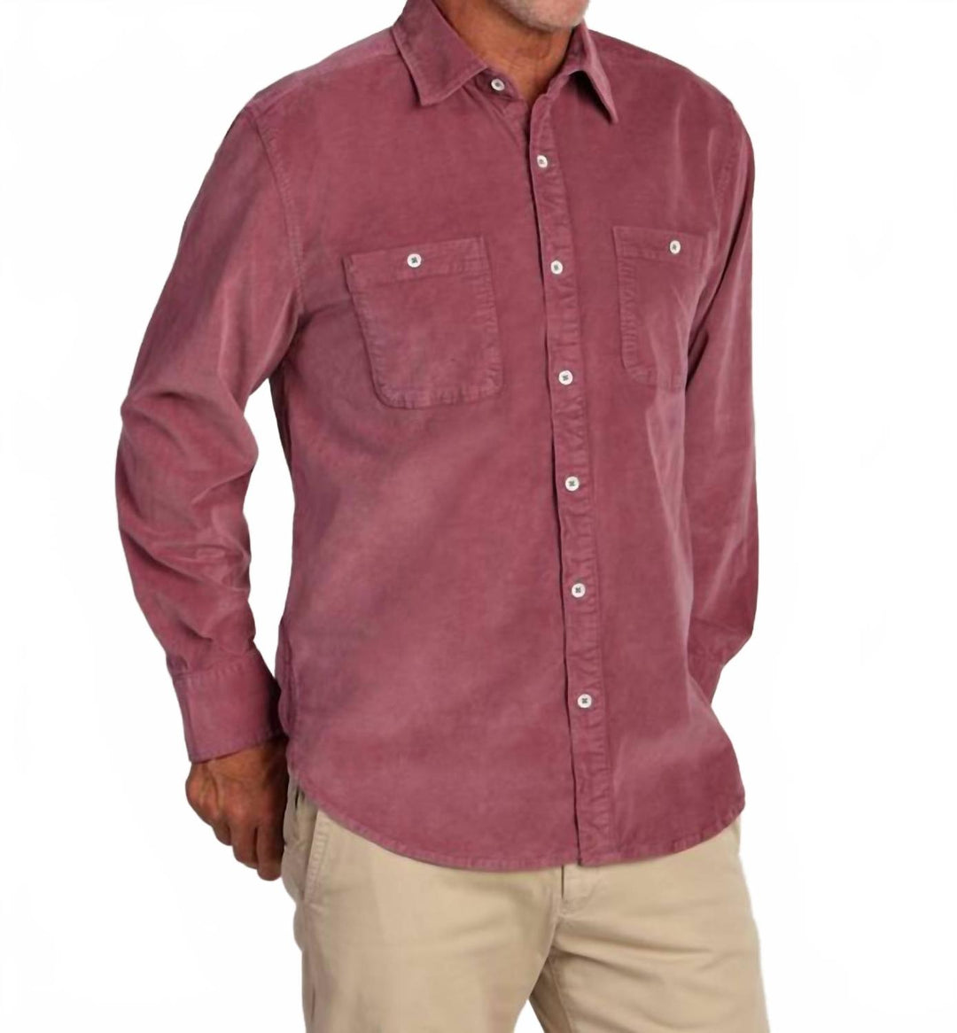 cozy cut cord work shirt in claret