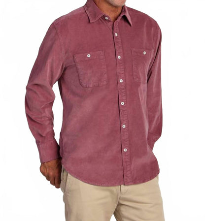 cozy cut cord work shirt in claret