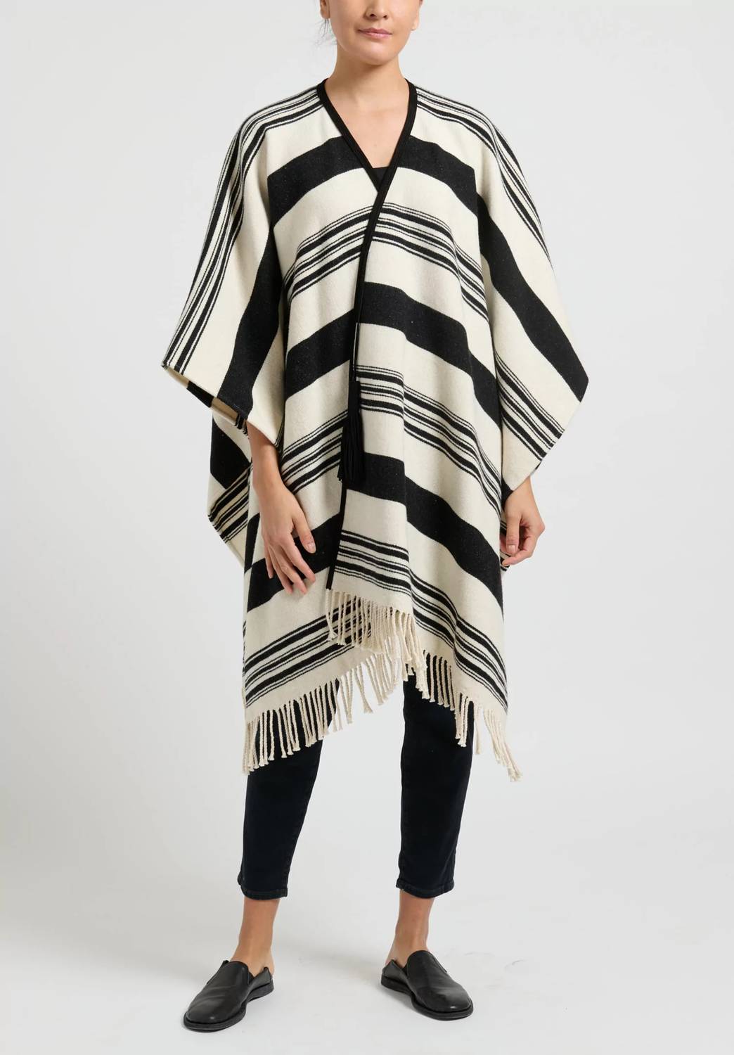 One Size - white & black with black suede tassles