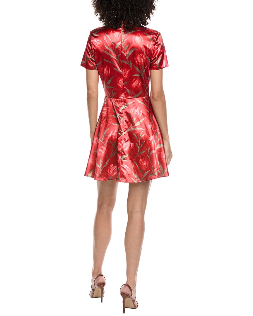 mock neck floral jacquard fit & flare mini dress