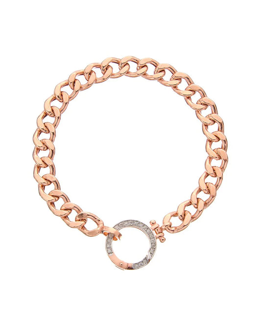 18k over silver 0.15 ct. tw. diamond curb chain bracelet