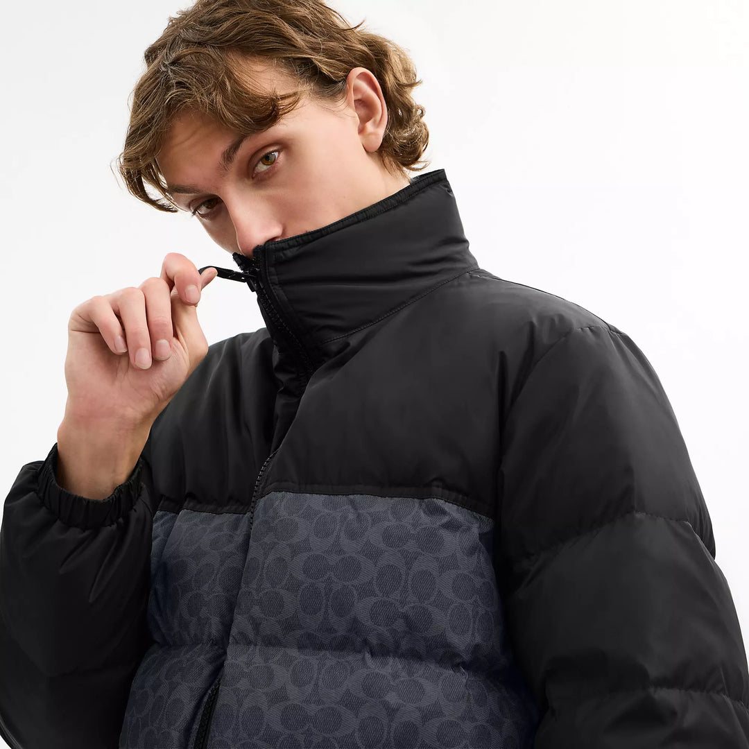 signature down jacket in recycled polyester