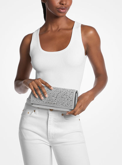 jet set medium embellished leather clutch