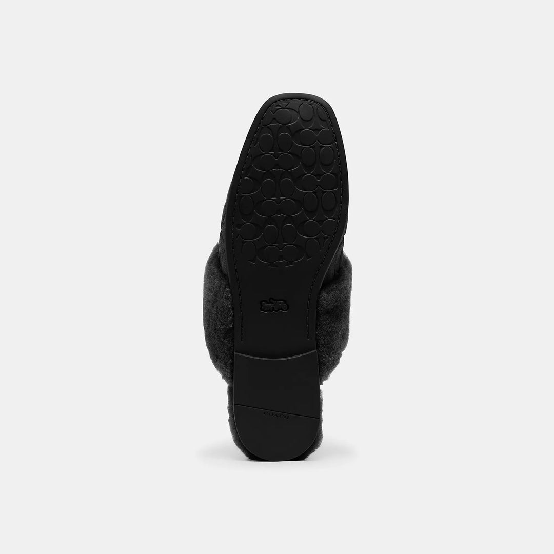 sherpa flat mule in signature suede