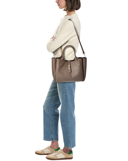 keira27 studded handle leather tote