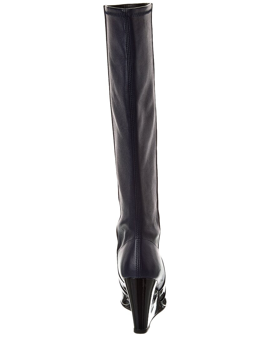 milla city wedge patent & leather knee-high boot