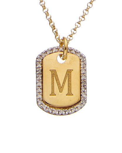 18k over silver 0.20 ct. tw. diamond dog tag initial necklace (a-z)