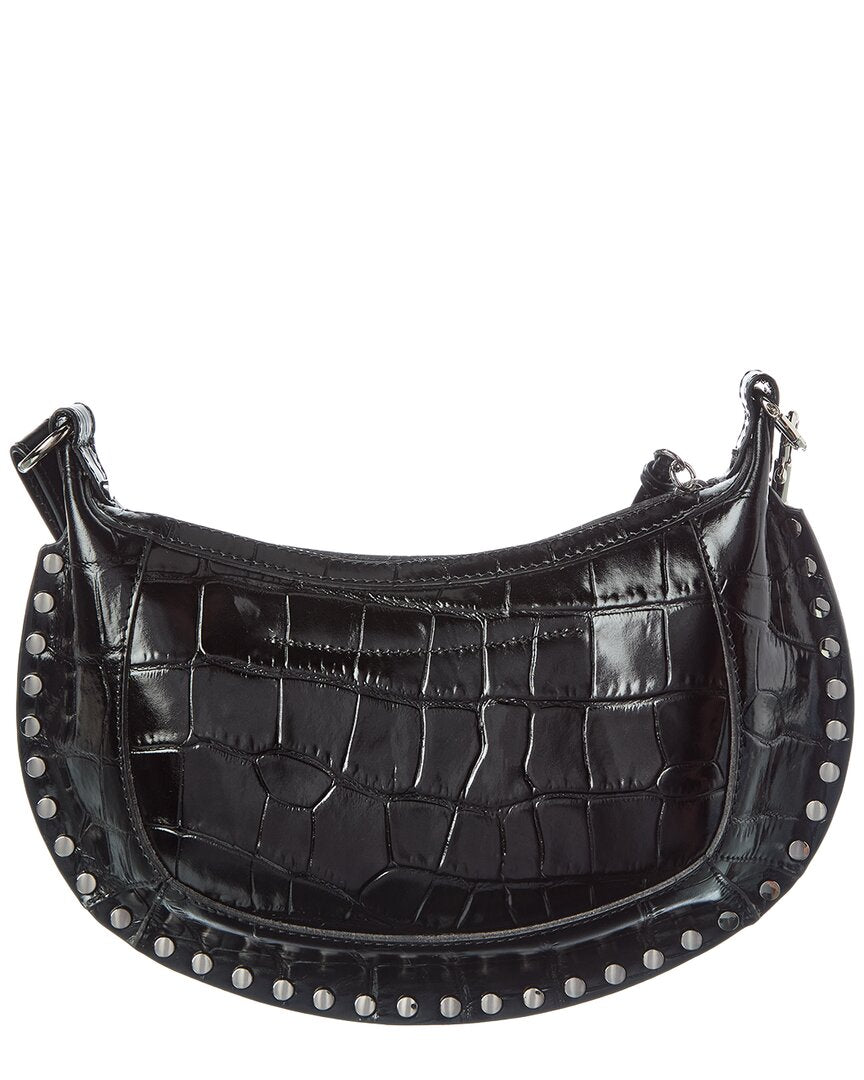 oskan moon croc-embossed leather hobo bag