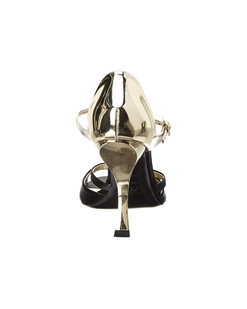 metallic leather & satin sandal