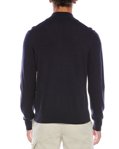 merino wool zip mock neck cardigan