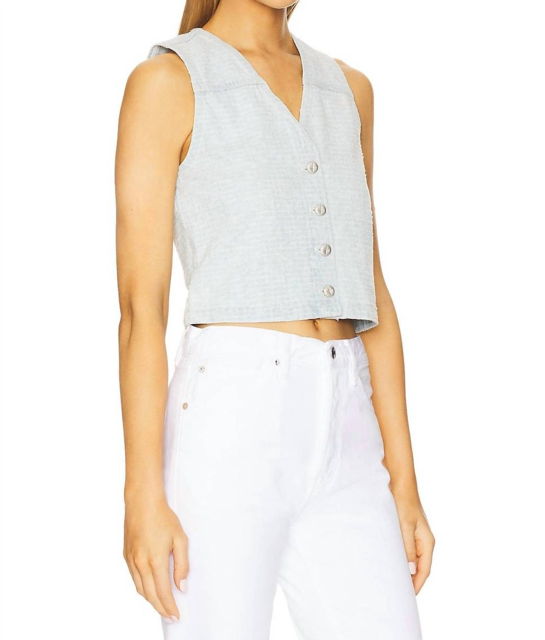 juliana tweed vest in sky blue tweed