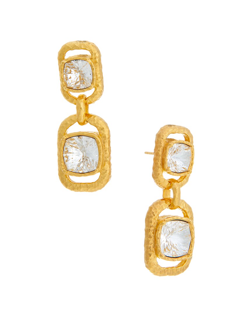 rectangle crystal double drop earrings