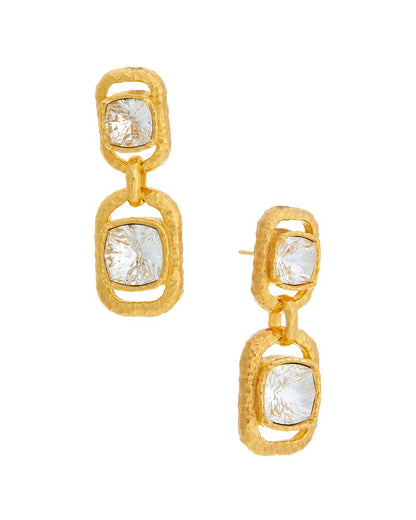 rectangle crystal double drop earrings
