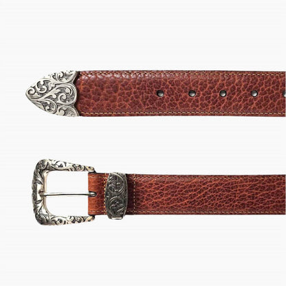 women's vintage bison leather primrose usa belt in peanut