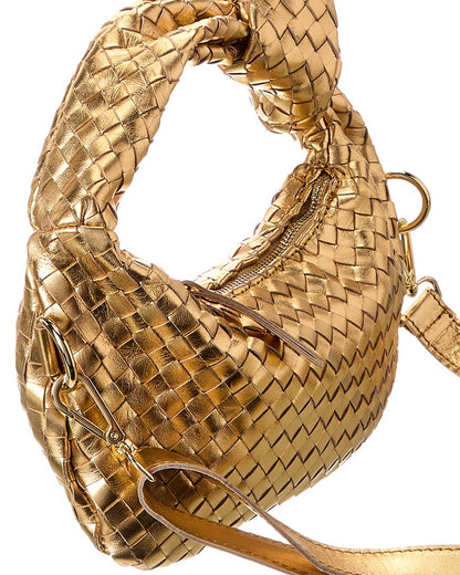 mae hand-woven leather shoulder bag