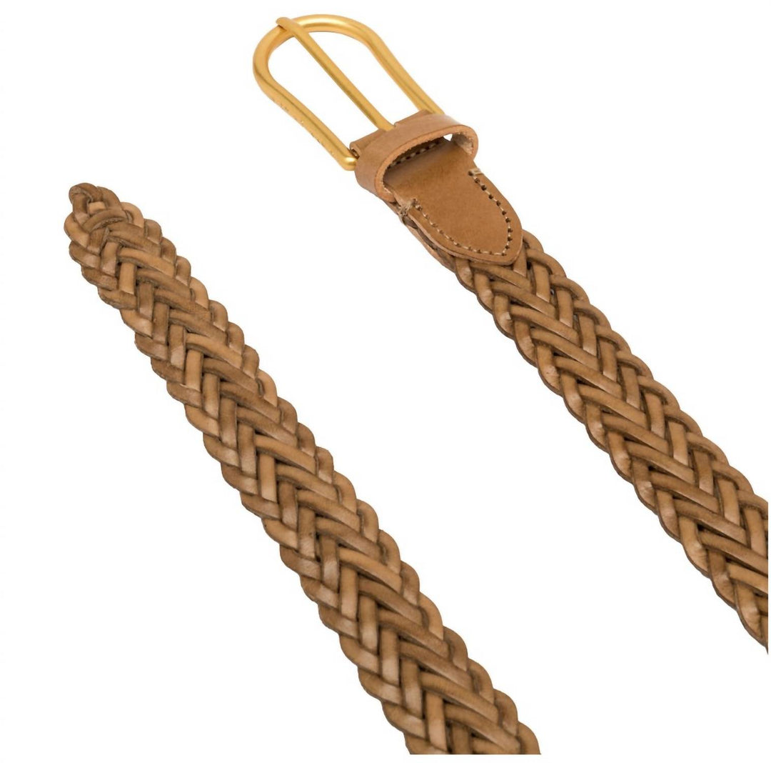 women's braided leather belt in beige