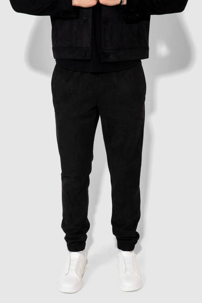 noah butter jogger pants in suede noir