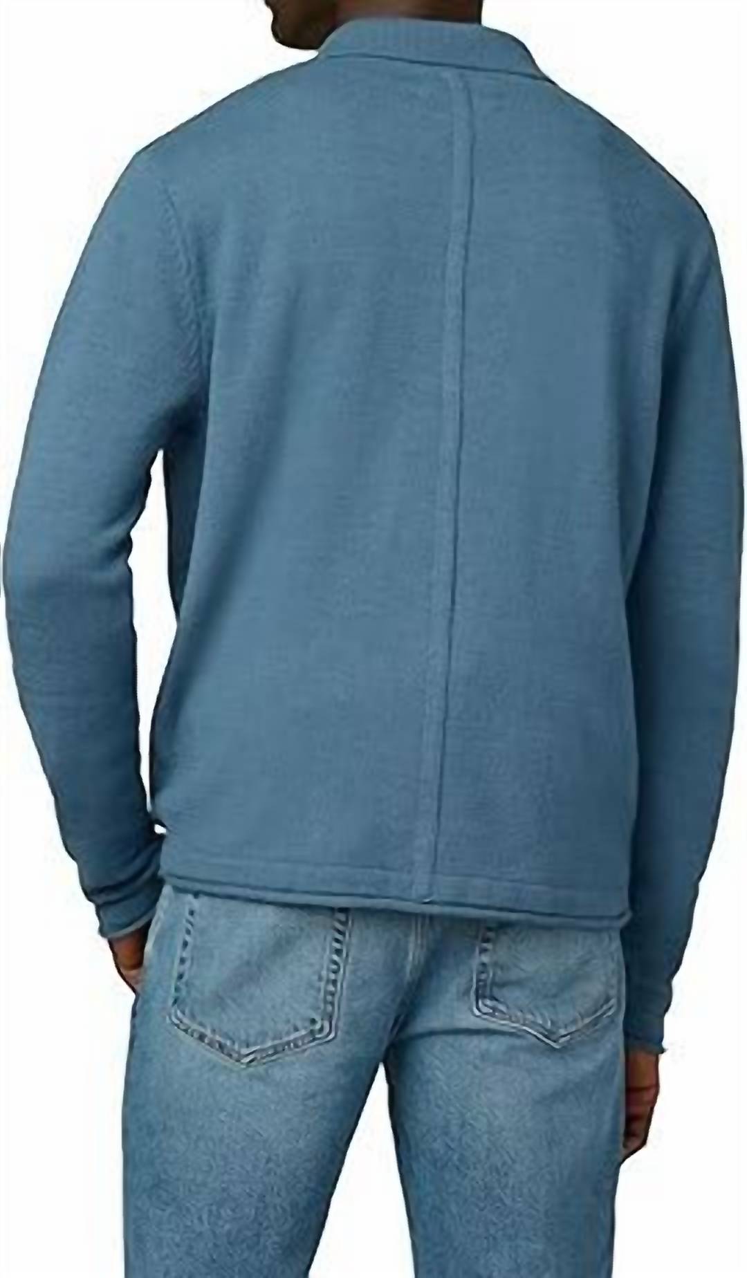 merino sweater polo shirt in bluefin