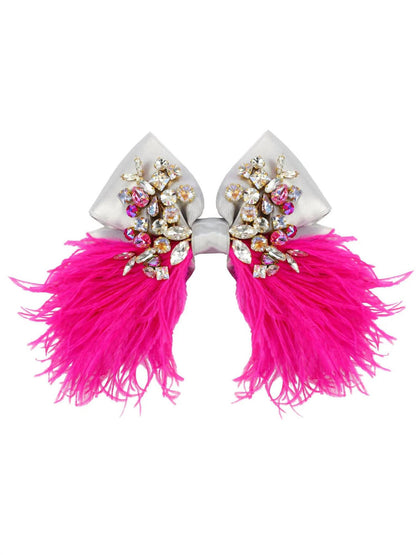 women's gilbert bow in silver / neon pink
