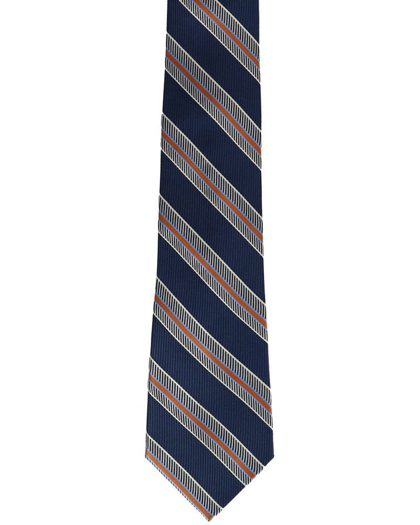 navy & orange wide stripe tie