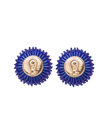 cz beaded ball dome earrings