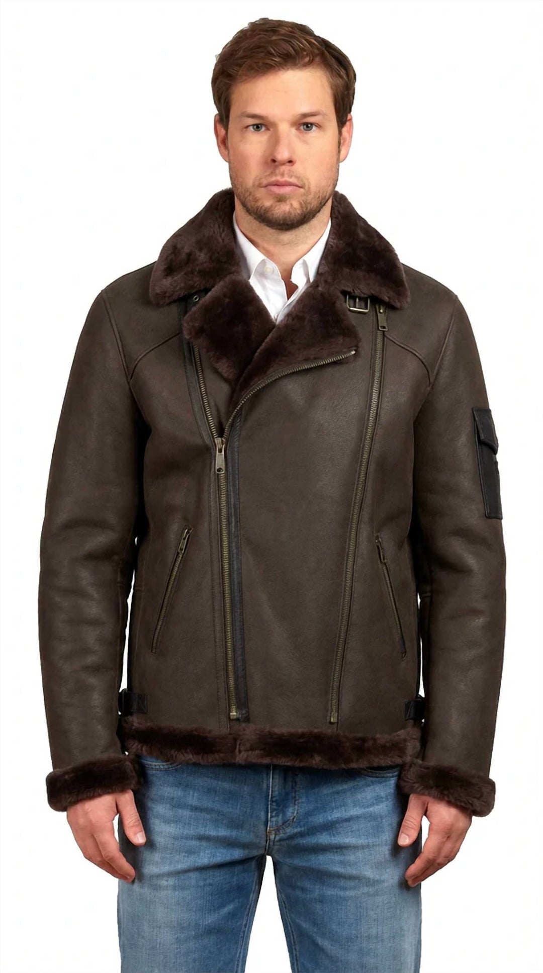Large - brown with tone on tone shearling