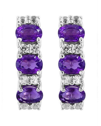 silver 1.20 ct. tw. amethyst, white sapphire earrings