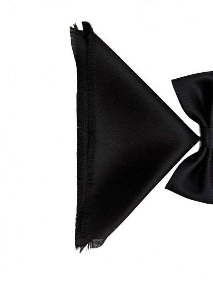 men's bow tie and pocket piece in black