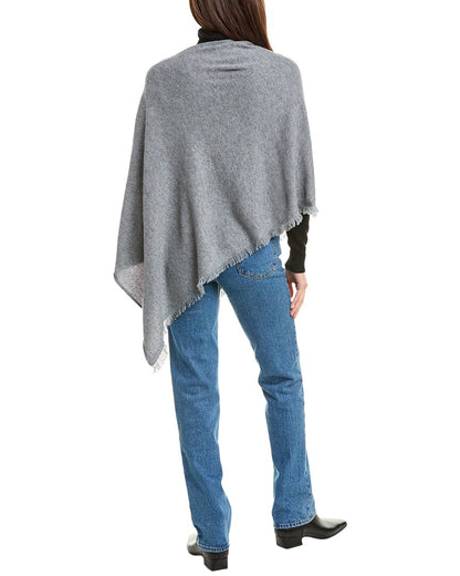 fringe asymmetrical cashmere poncho