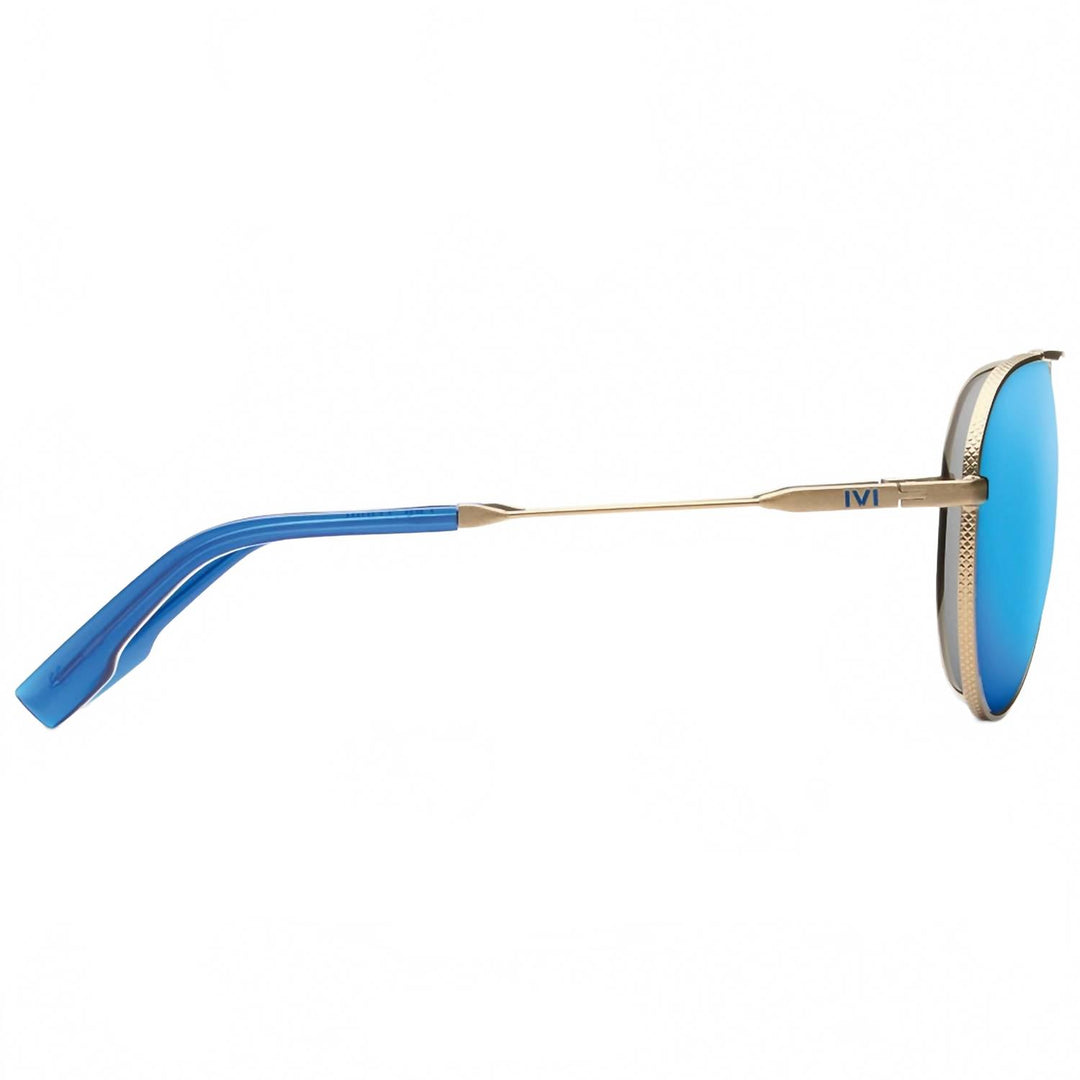 men's blake antique brass sunglasses in matte midway blue / flash pacific blue