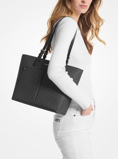 jet set medium logo pocket tote bag