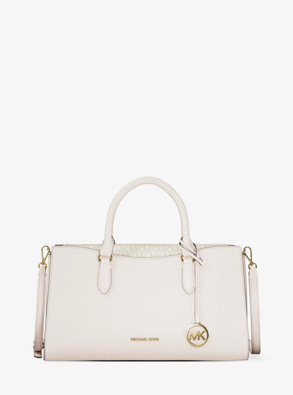 arden medium leather top-zip satchel